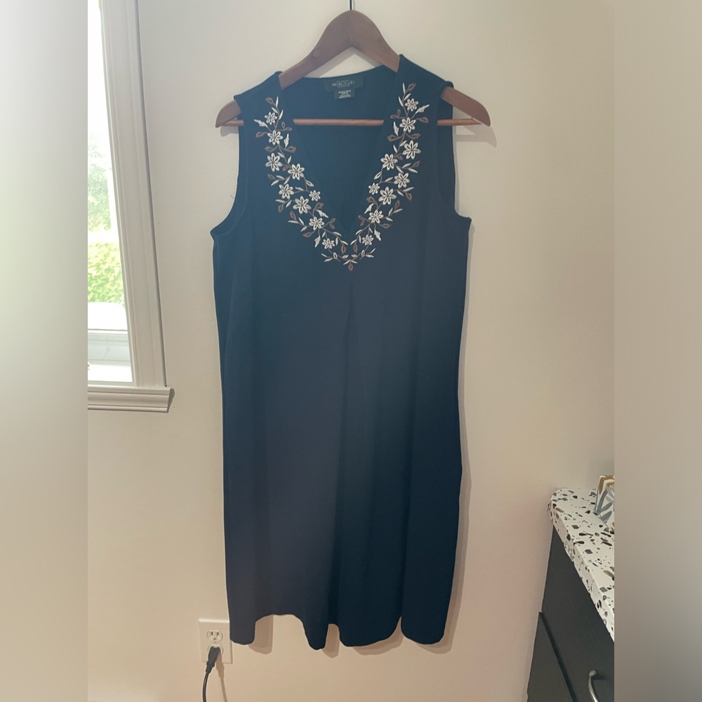 Michel Studio Black and Silver Embellished Sheath Dress